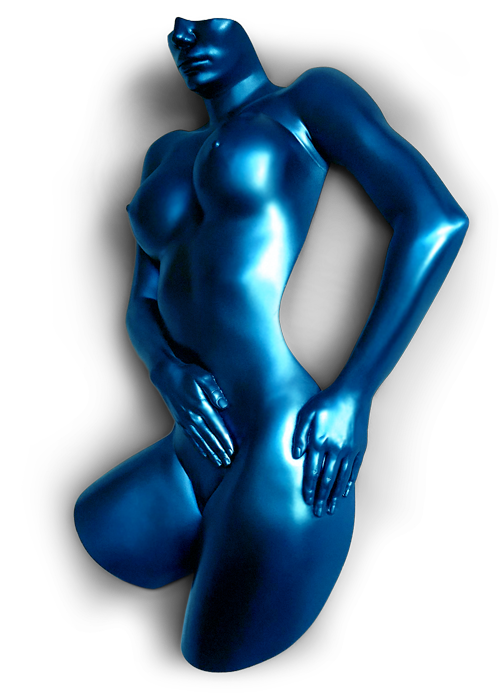 Relief sculpture, blue effect, body casting