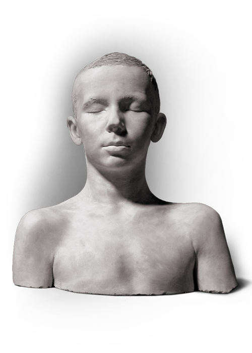 portrait of a boy, body casting, sculpture, shoulders, odliatok